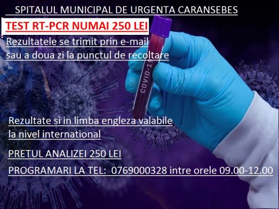Test PCR 250 lei – Spitalul Municipal de Urgență Caransebeș